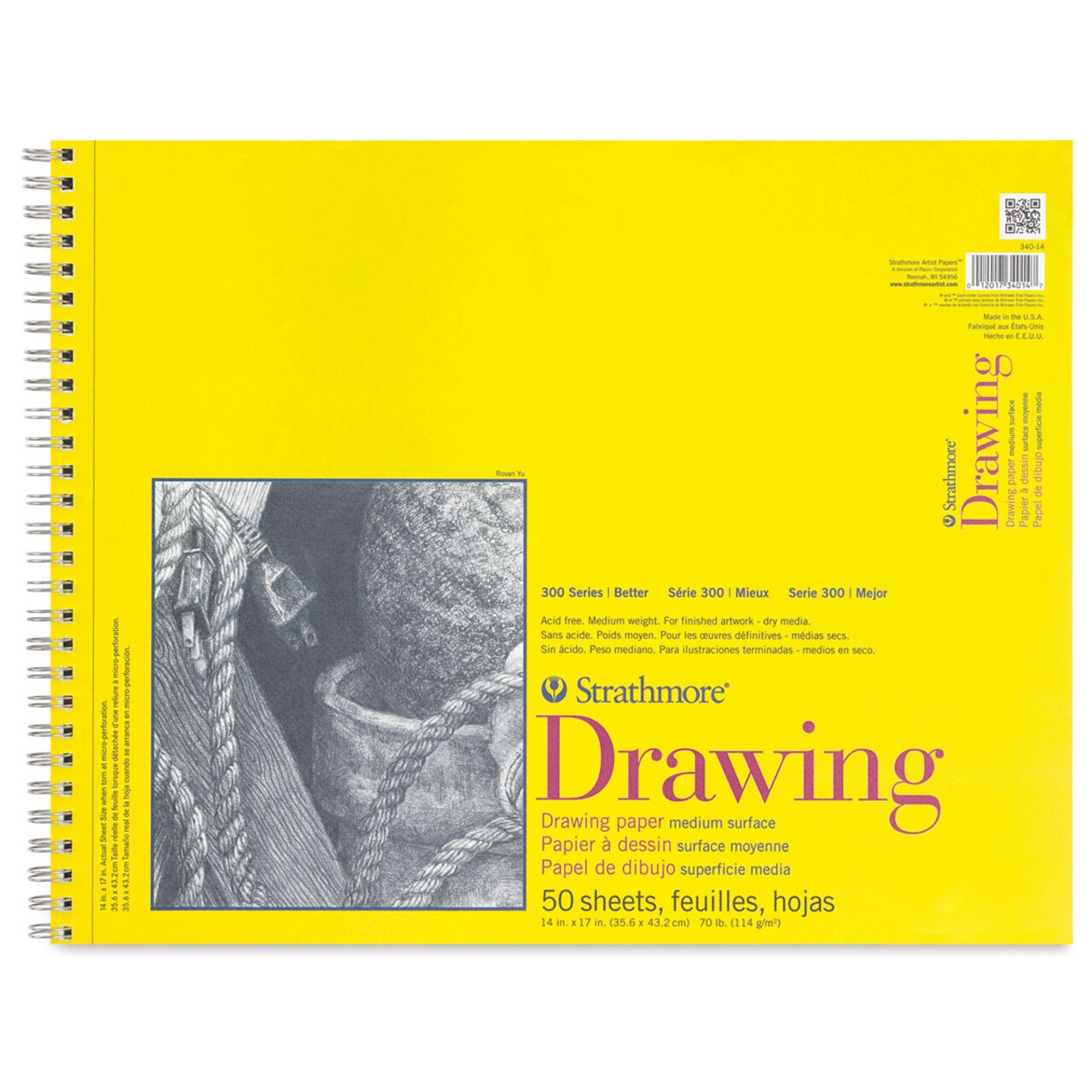 Strathmore 300 Series Drawing Pad - 14" x 17", Wire Bound, 50 Sheets